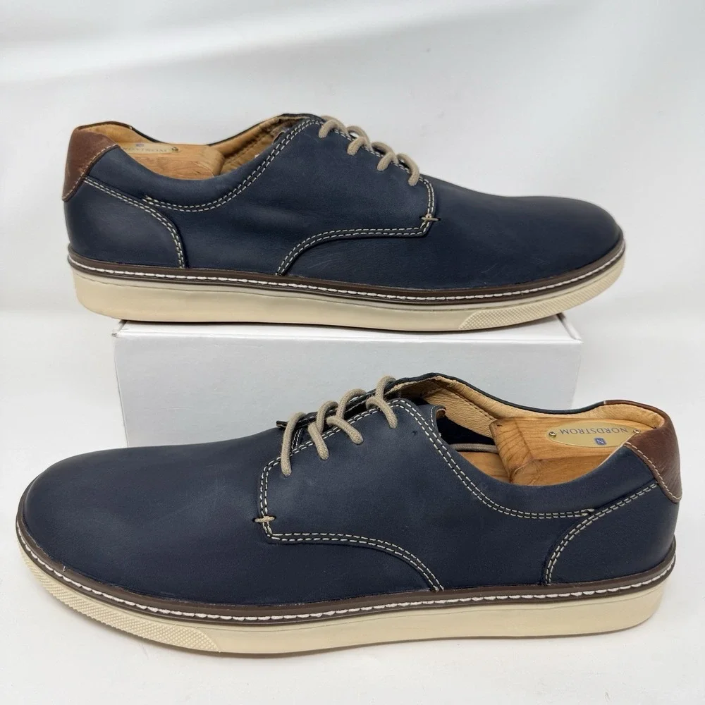 Johnston & Murphy Men's McGuffey Plain Toe Blue Oiled Shoes Size 11 M Casual